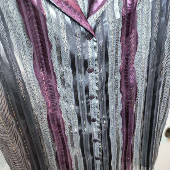 Vintage Alia Button Down Abstract Semi Sheer Top Size 12 - Picture 4 of 8